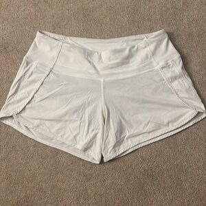 White Lululemon Speed Up Shorts